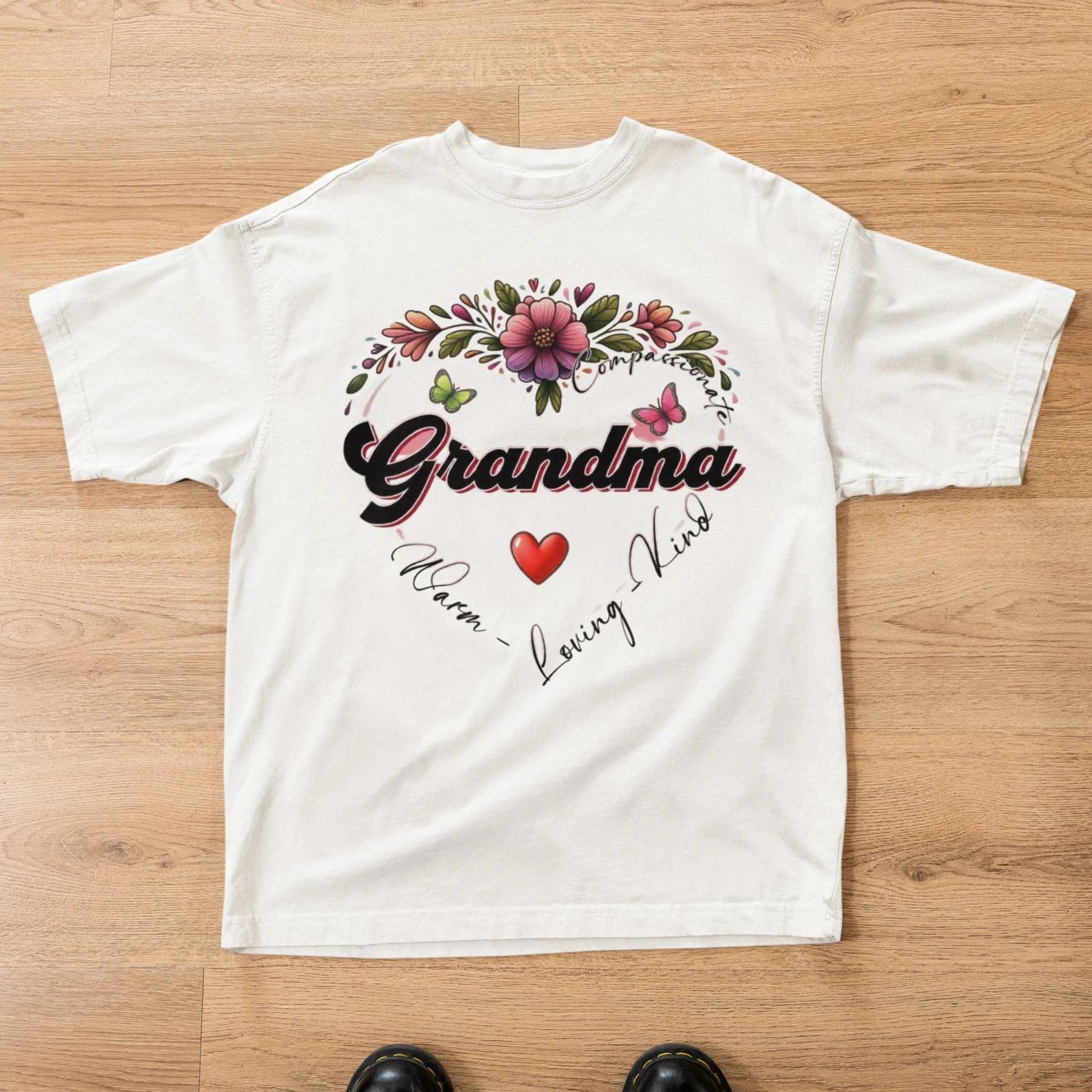 

Grandma Heart T-Shirt Compassionate Loving Kind Floral Gift Tee 4XL