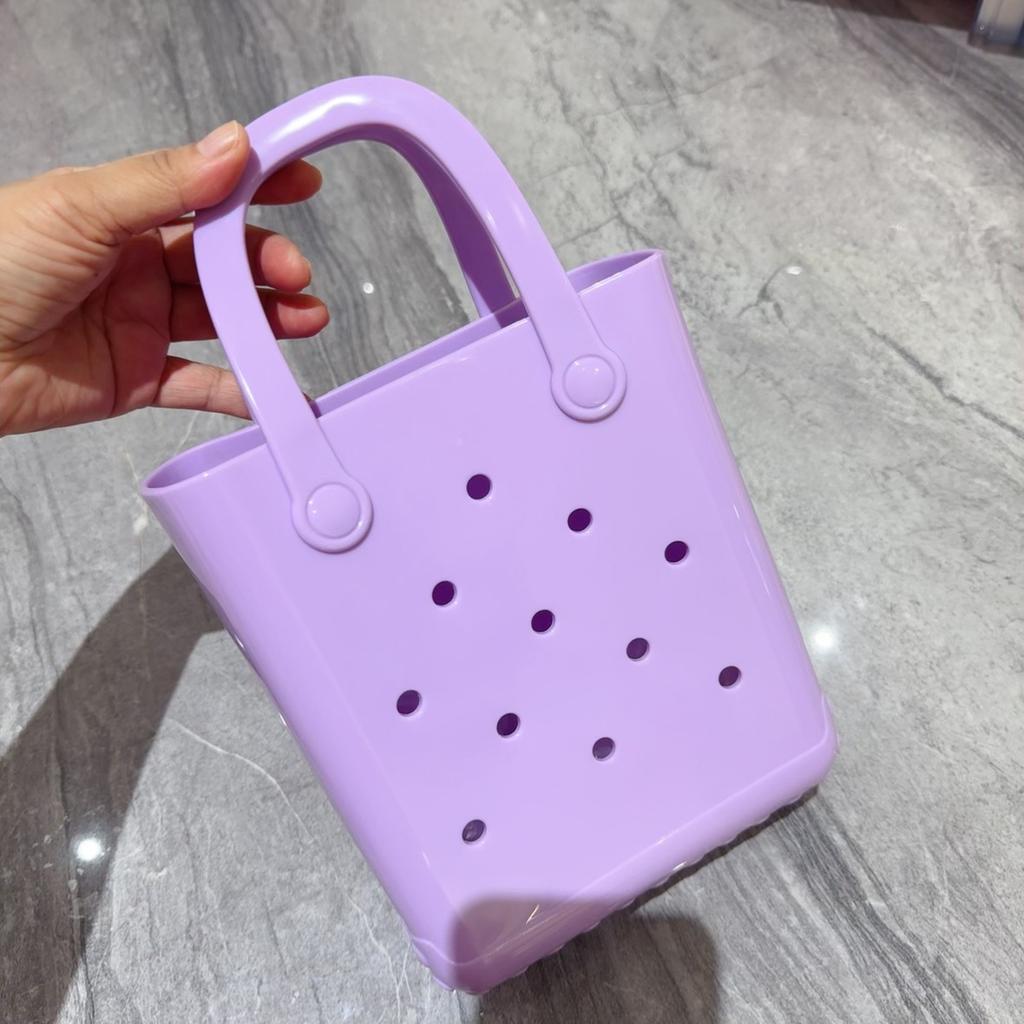 Borsa Gelatina Borsa con Fori Fai da Te Borsa da Donna Macaron Cesto da Spiaggia per Bucato Borsa in Pvc
