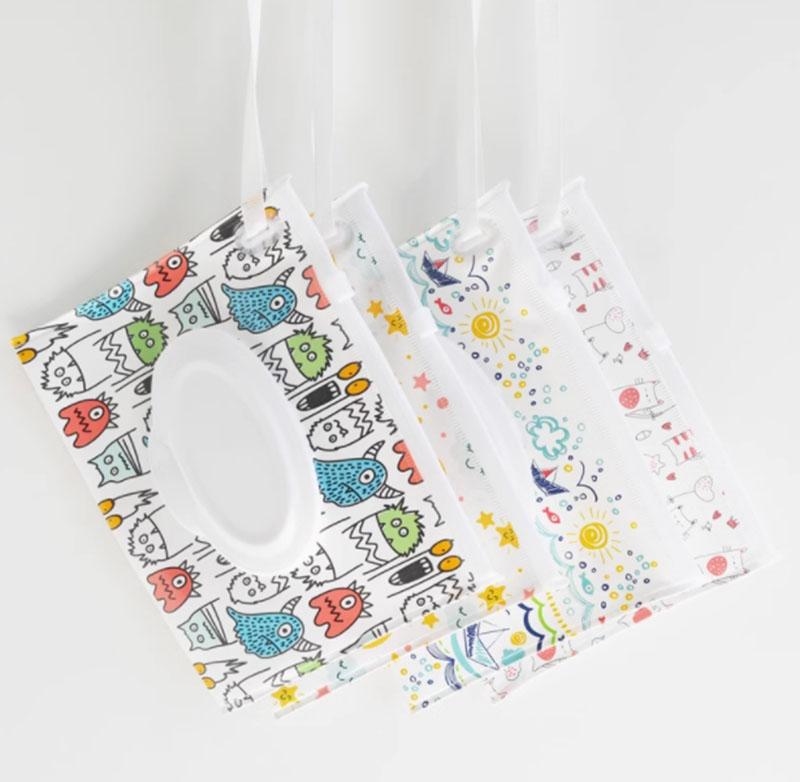 EVA Baby Våtservettpåse Bärbar Våtservetthållare Fodral Fliklock Tryckknapp Återanvändbar Påfyllningsbar Kosmetikpåse Användbar Servettlåda