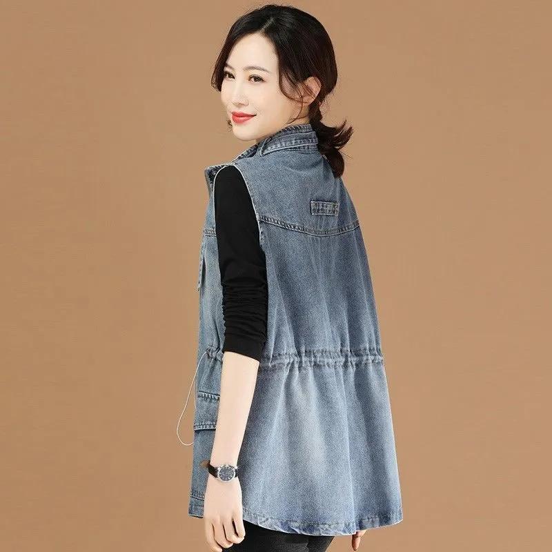Denim Vest Jacket Women's Spring Autumn Temperament Versatile Loose Ladies Korean Version Elegant Female Tank Coat