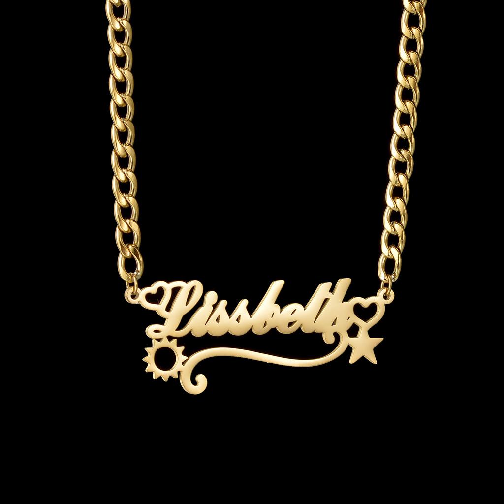Atoztide Custom Necklaces Personalized Stainless Steel 4mm NK Cuban Thick Chain Pendant Letter for Women Jewelry Gift