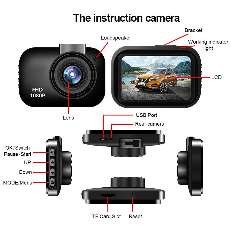 Car Dash Cam Mini DVR Video Recorder Vehicle Front Camera Black Box Night Vision Car Accessories 1080P