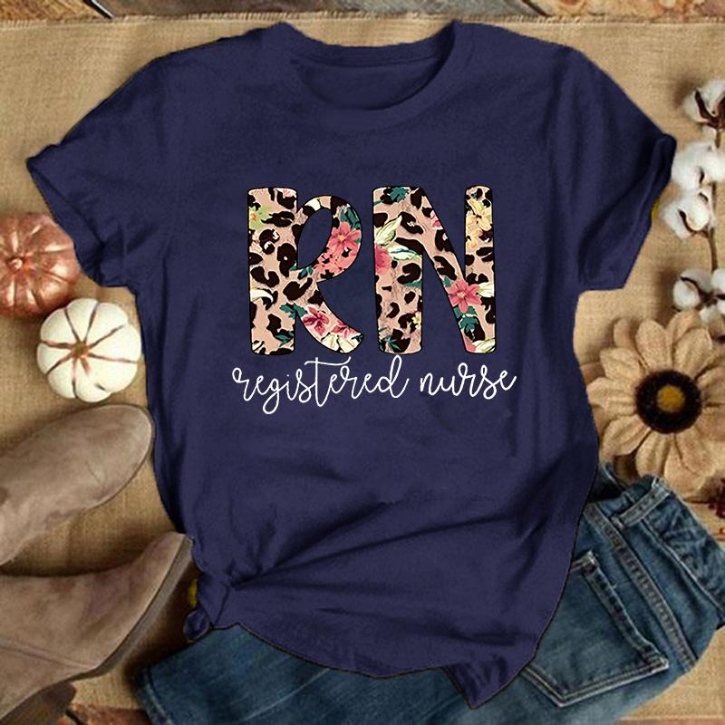 Moda Dia Internacional dos Enfermeiros RN Enfermeira Registrada Estampa Camiseta Gráfica Unisex Moda Casual Camiseta de Manga Curta