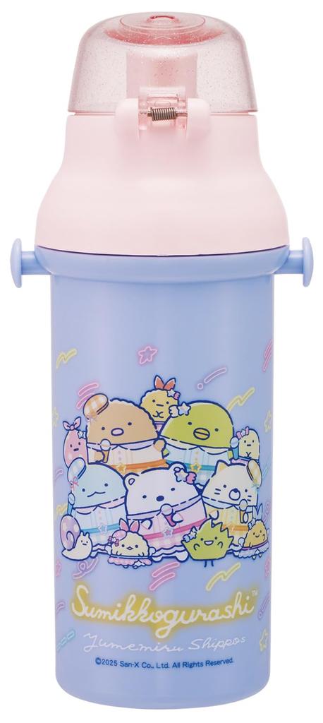 Skater Direct Drinking Water Dishwasher Made in Sumikkogurashi Children's Bottle, Plastic, 480ml, One-Push Opening, Safe, Japan, "Yumemiru Shippozu"