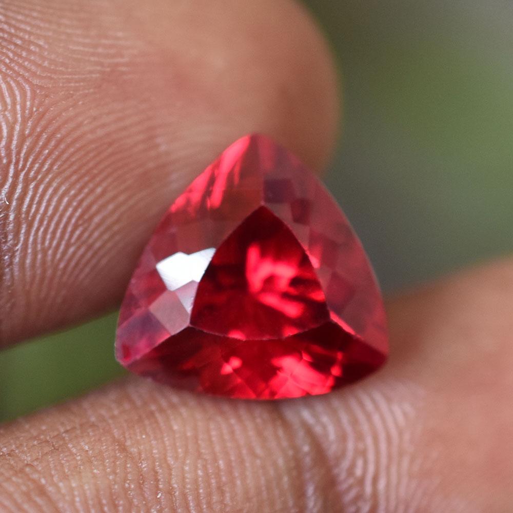 NATURAL Red Ruby CERTIFIED 8 Ct Trillion Shape Loose Gemstone For Anniversary