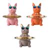 Bulldog Statue Key Holder Resin Modern Bulldog Candy Dish Key Holder Tray for Home Entryway Table Decor Pink