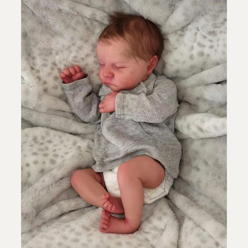 Bambola Reborn da 49 cm Levi Pelle Dipinta 3D Bambola Neonato Realistica 19 Pollici Capelli Impiantati Realistici Bambola Giocattolo per Bambina e Bambino Regalo di Compleanno Natale