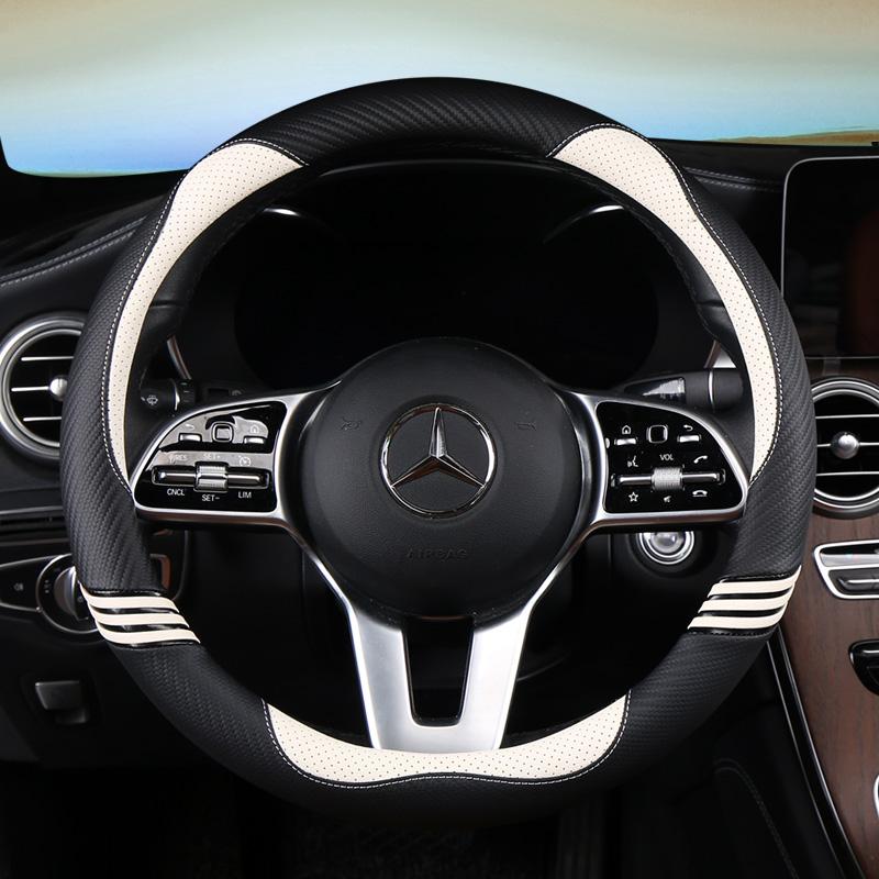 

Кожаный чехол на руль автомобиля из углеродного волокна для моделей Mercedes Ben AMG 38 см AC CLA E GLA GLC GLE SB CLS, аксессуары класса