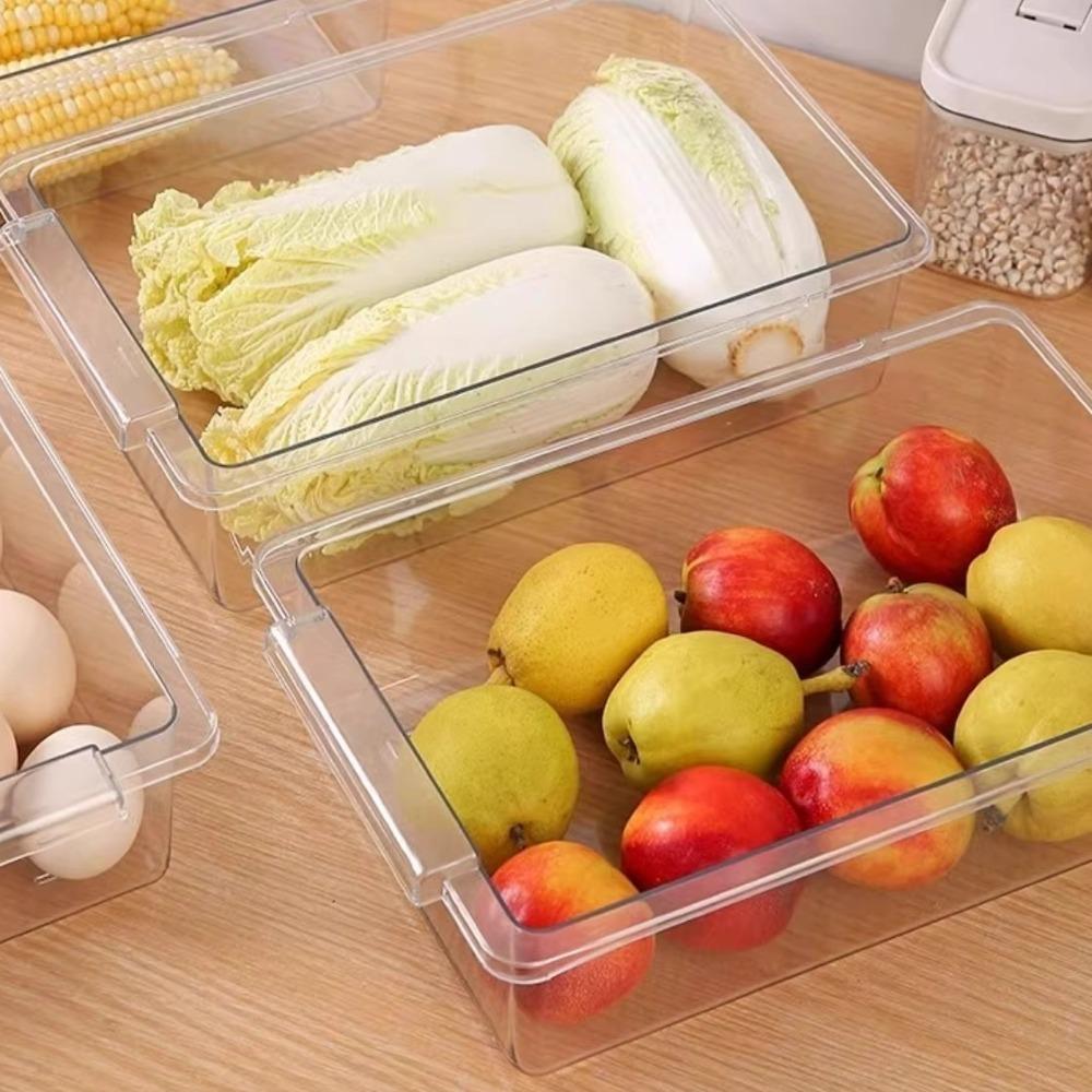 Sliding Kitchen Storage Box Stackable Fruit Preservation Organizer  Kitchen