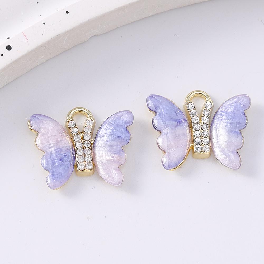 5pcs Shinning Gemstone Butterfly Pendants Charms for Jewelry Making Earrings Bracelet DIY Necklace Accessories Supplies