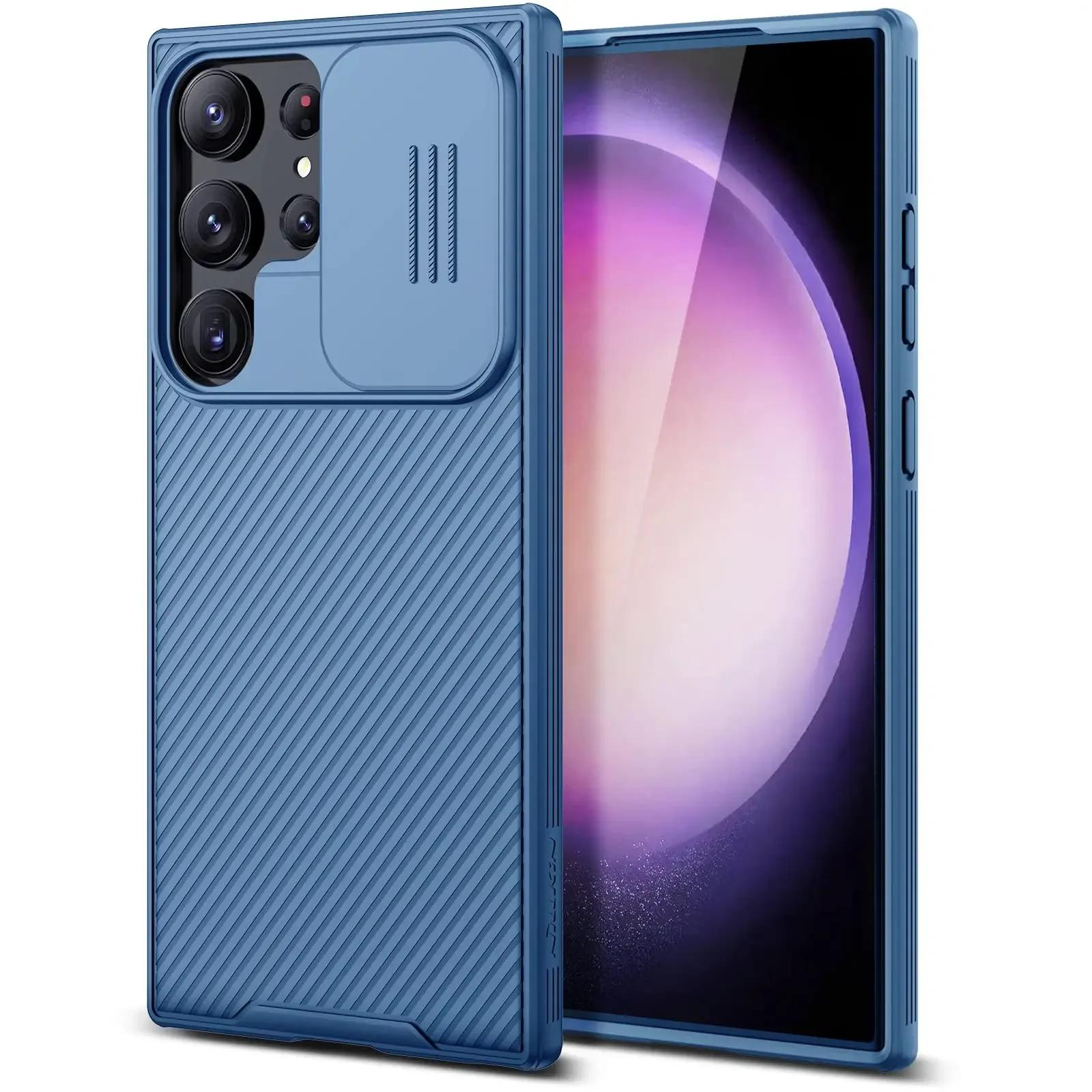 

Чехол для Samsung Galaxy S24 S23 S22 S21 Ultra Plus FE A54 A14 Slide Pro Camera, тонкий прочный чехол для телефона, тонкий противоударный чехол Samsung S23 Ultra