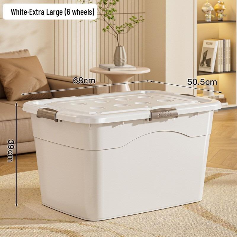 Extra Large Plastic Storage Box with Wheels for Toys, Snacks, Clothes - Thickened Container for Living Room & Bedroom