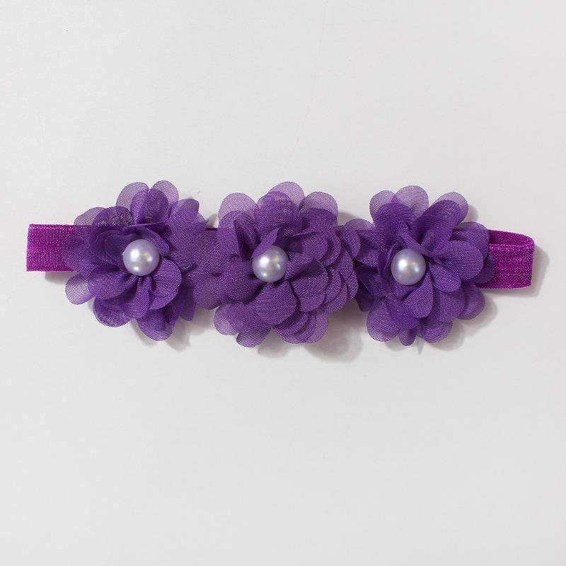 New baby elastic headband, cute chiffon bead flower children's jewelry, four seasons thin baby hair accessories