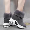 Winter new casual wool cotton shoes velvet short boots women's inner height-increasing snow boots
