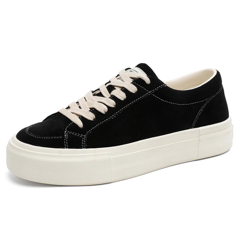 Fashion Brand Genuine Leather Mens Sneakers Trend Casual Leather Outdoor Walking Board Shoes Fashion Lace-Up Non-slip Vulcanized Shoes