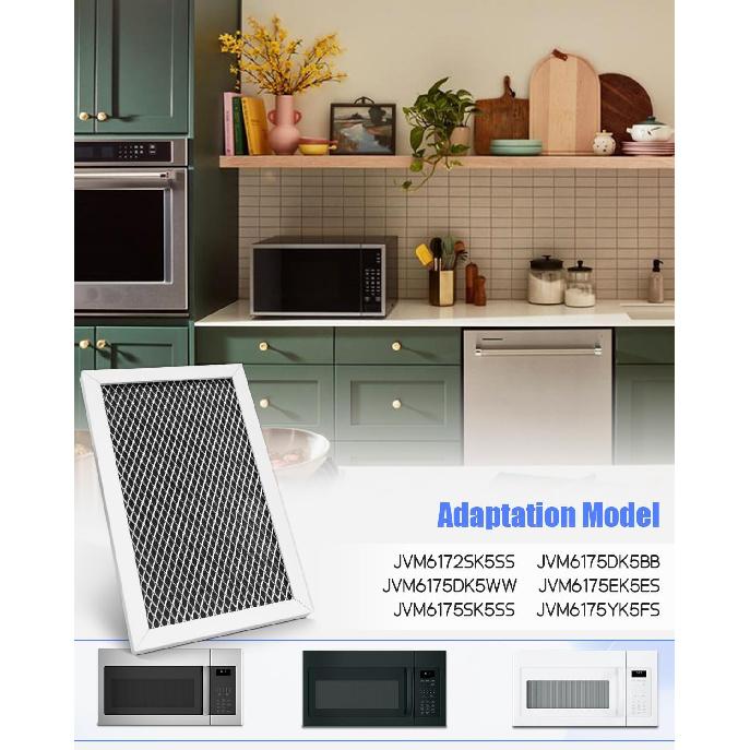 Urngowuy 2Pcs Microwave Charcoal Filter Fit for GE JVM6175EK5ES JVM6175SK5SS JVM6172SK5SS JVM6175YK5FS