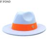 Formal Wide Brim Felt Fedora Hat Wool Ladies Party Wedding Church Hat M Letter Ribbon Panama Sombrero Jazz Cap