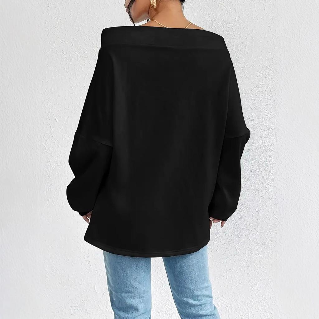 Neues Damen Locker und Lässig Kordelzug Schulterfrei Einseitig schulterfrei Top