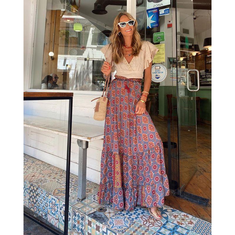 Fashionable Half Skirt Summer New Arrival Women's Streetwear Print Long Skirt Flounced Skirt Skirt