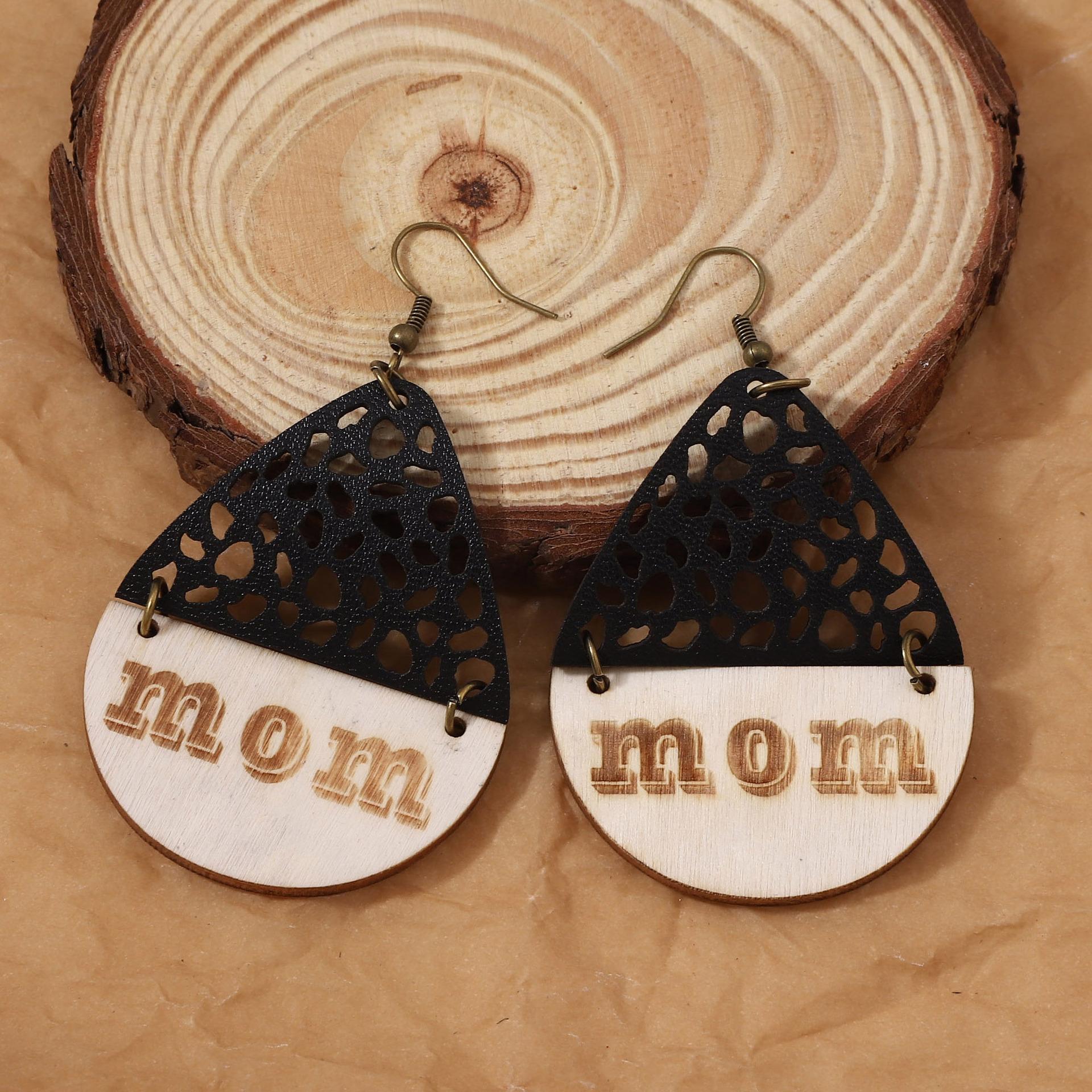 

This is a must-have fashion accessory with a unique design sense. It features laser-cut wooden dual-color spliced and engraved ear hooks