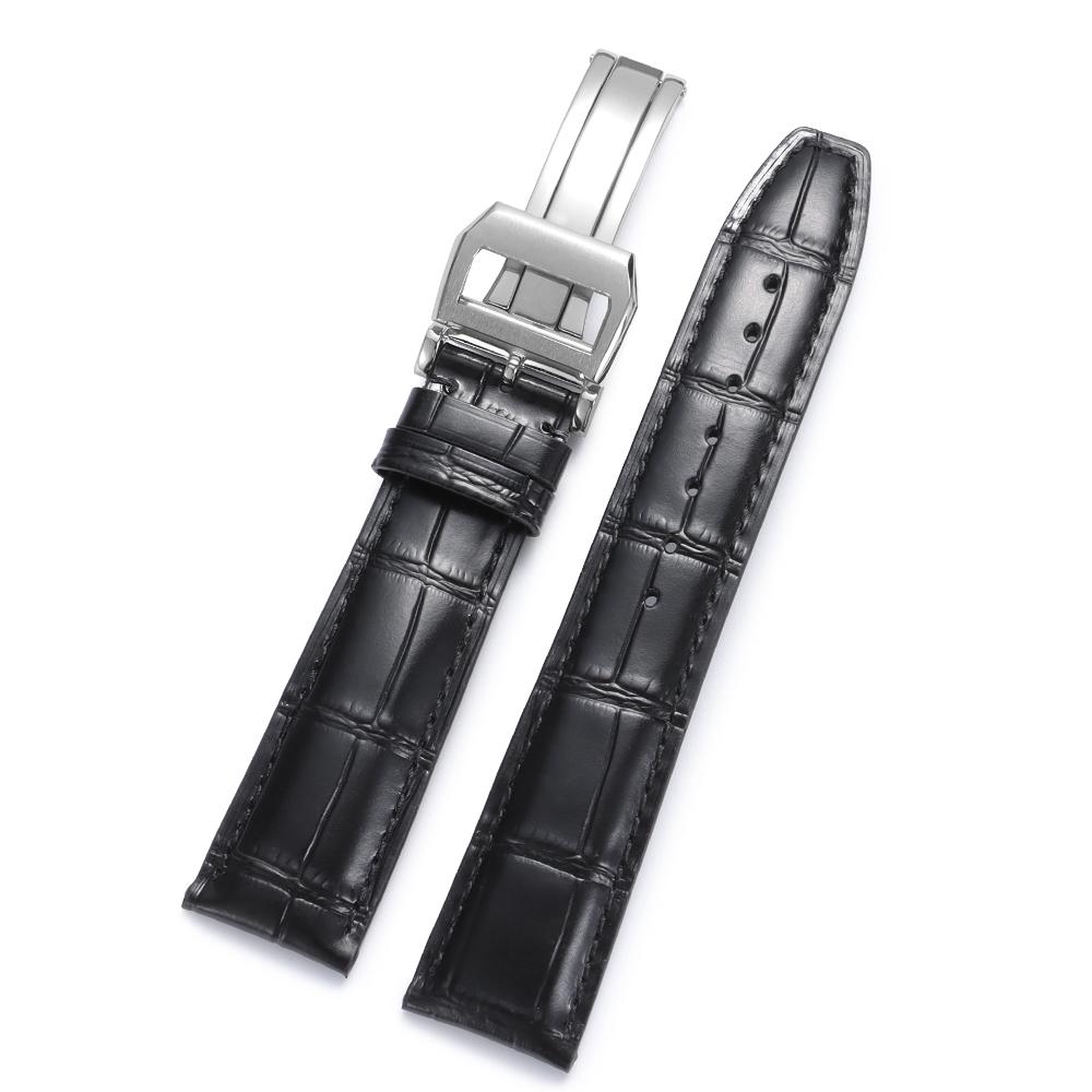 

Оригінальний шкіряний ремінець для годинника IWC Pilot PORTUGIESER 20 21мм 22мм Ремінець для годинника Складана пряжка Ремінь для чоловіків Жінок Аксесуар для годинника 20mm чорний