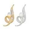 Elegant Women's Musical Note Breastpin with Rhinestones Pearls Alloy Brooch Pin Clothes Accessory for Party or Wedding