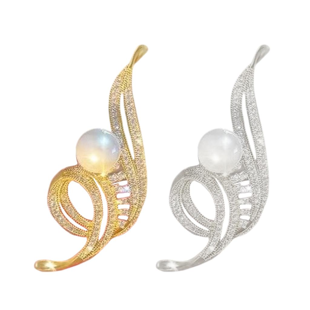 Elegant Women's Musical Note Breastpin with Rhinestones Pearls Alloy Brooch Pin Clothes Accessory for Party or Wedding