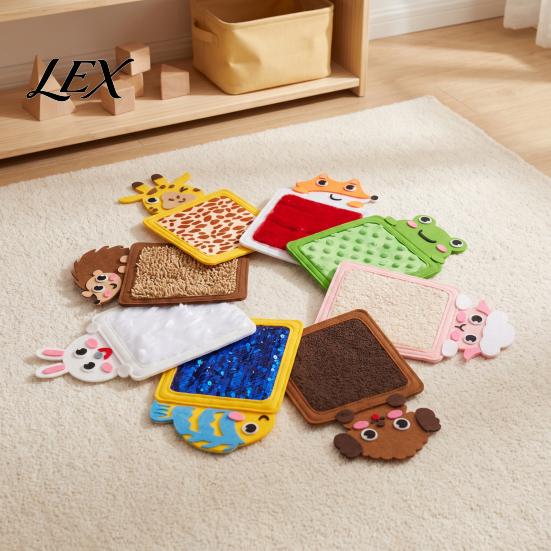 Textured Sensory Tile 1/8Pcs Kids Animal Theme Mat, Tactile Wall Panel Tile, Baby Touch Feel Mat And Activity for Preschool Playroom Classroom
