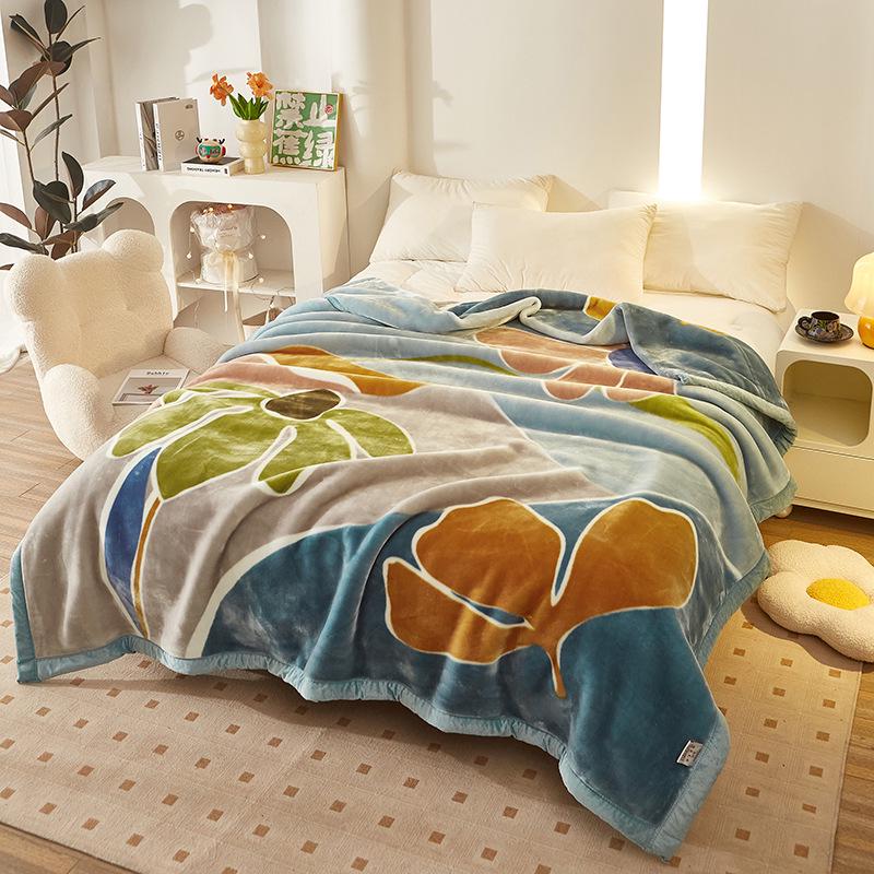 Double-Layer Thickened Raschel Blanket - Winter Warm Quilt & Mattress Cover for Weddings, Air Conditioning, and More.