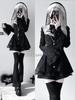 [XHSUKADO] Lace-up "Jirai-kei" (Landmine) Style Dress for Women - Cute Long Sleeves, Detachable Cross Ribbon Brooch, Frills, Lace, Flared Sleeves, A-l