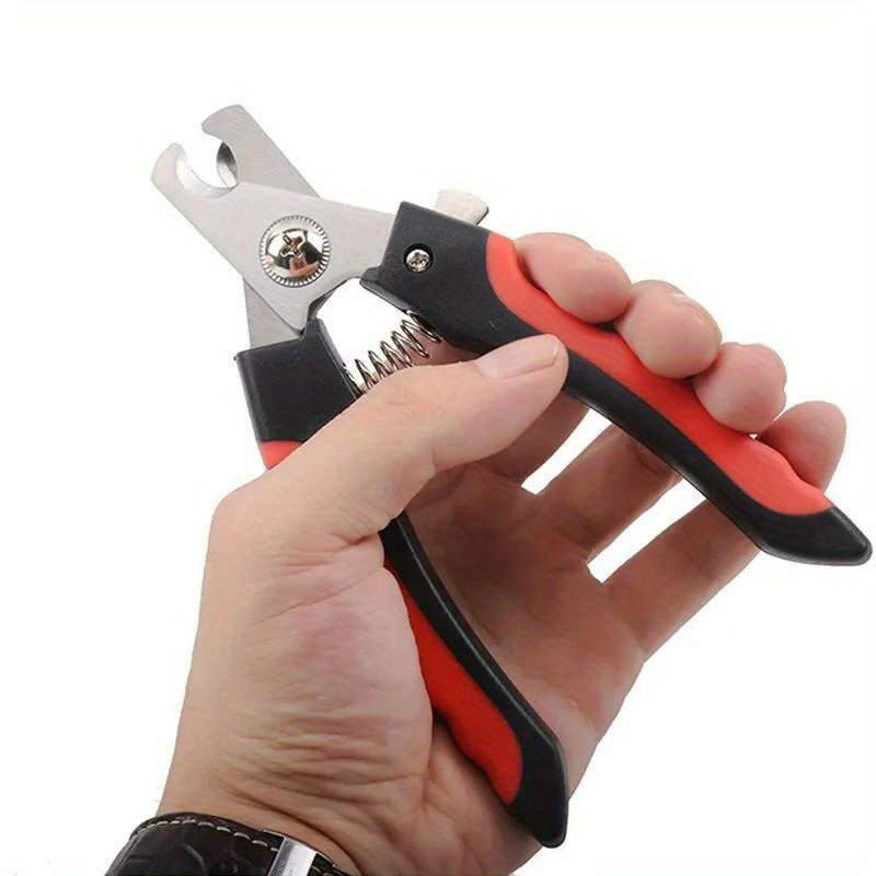 Professional Pet Nail Clipper Set for Dogs & Cats - Ergonomic, Labor-Saving Design with Safety Rounded Tip, Includes Red-Handled Clippers and Metal
