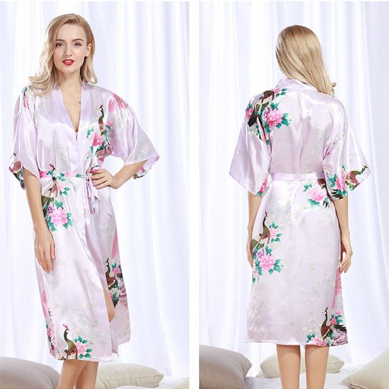 GMXIA Summer Women's Bathrobes, Wedding Bridesmaids, Silk Bathrobes, Printed Silk Pajamas, Thin Women's Home Wear Pajama