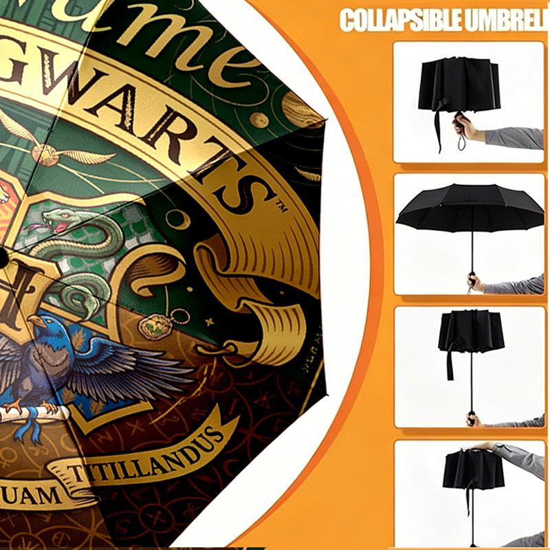 Custom Name Personalized Harry potter Print Umbrella, Auto Open Close, 8‑Rib Sturdy Frame, Commute Camping Hiking Use, Birthday Gift