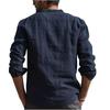 Cotton Linen Men's Long-Sleeved Shirts Summer Solid Color  Stand-Up Collar Casual Beach Style Plus Size