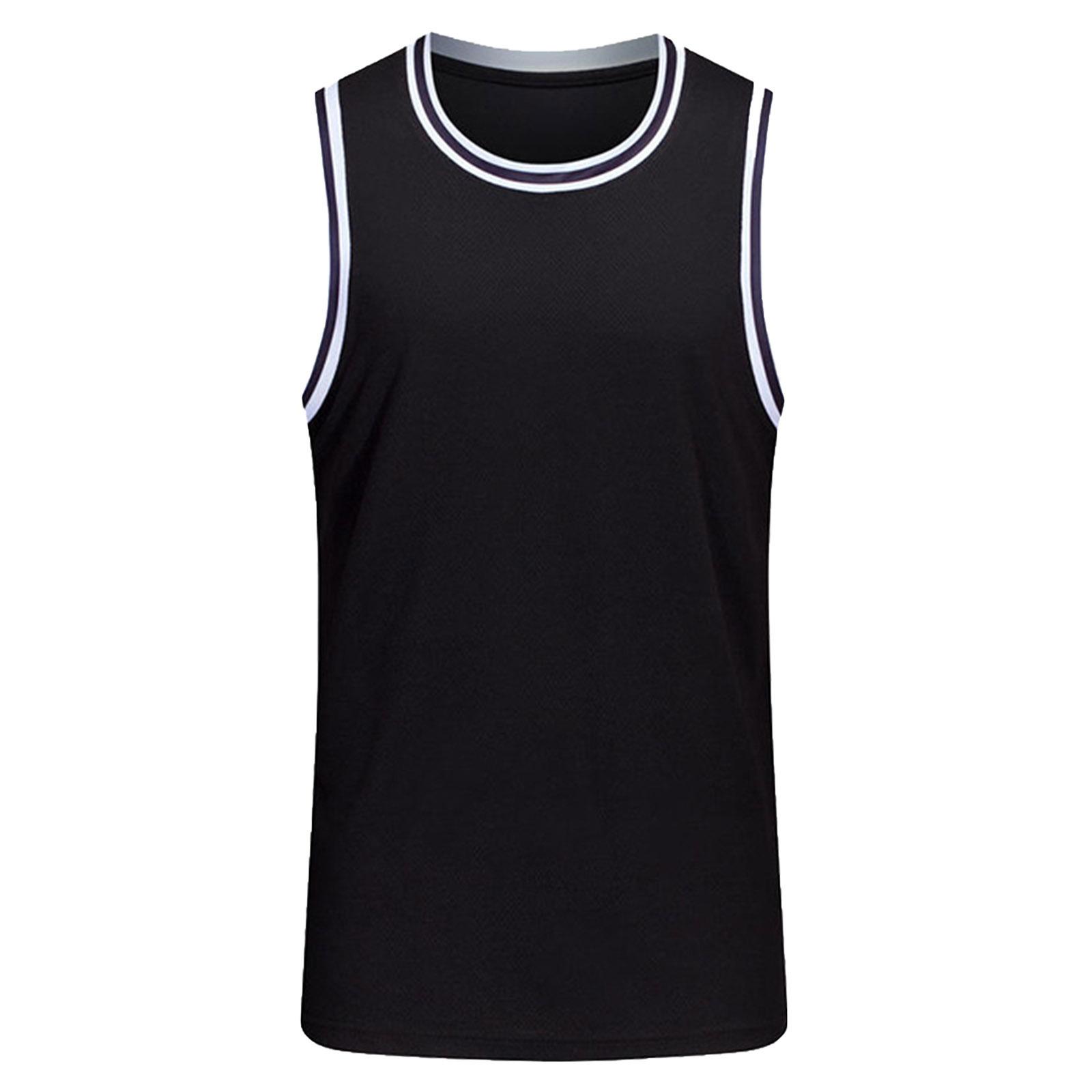 

Mens Sports Vest Round Neck Sleeveless T Shirt Football Basketball Team Training Workout Tank Top 4XL чорний