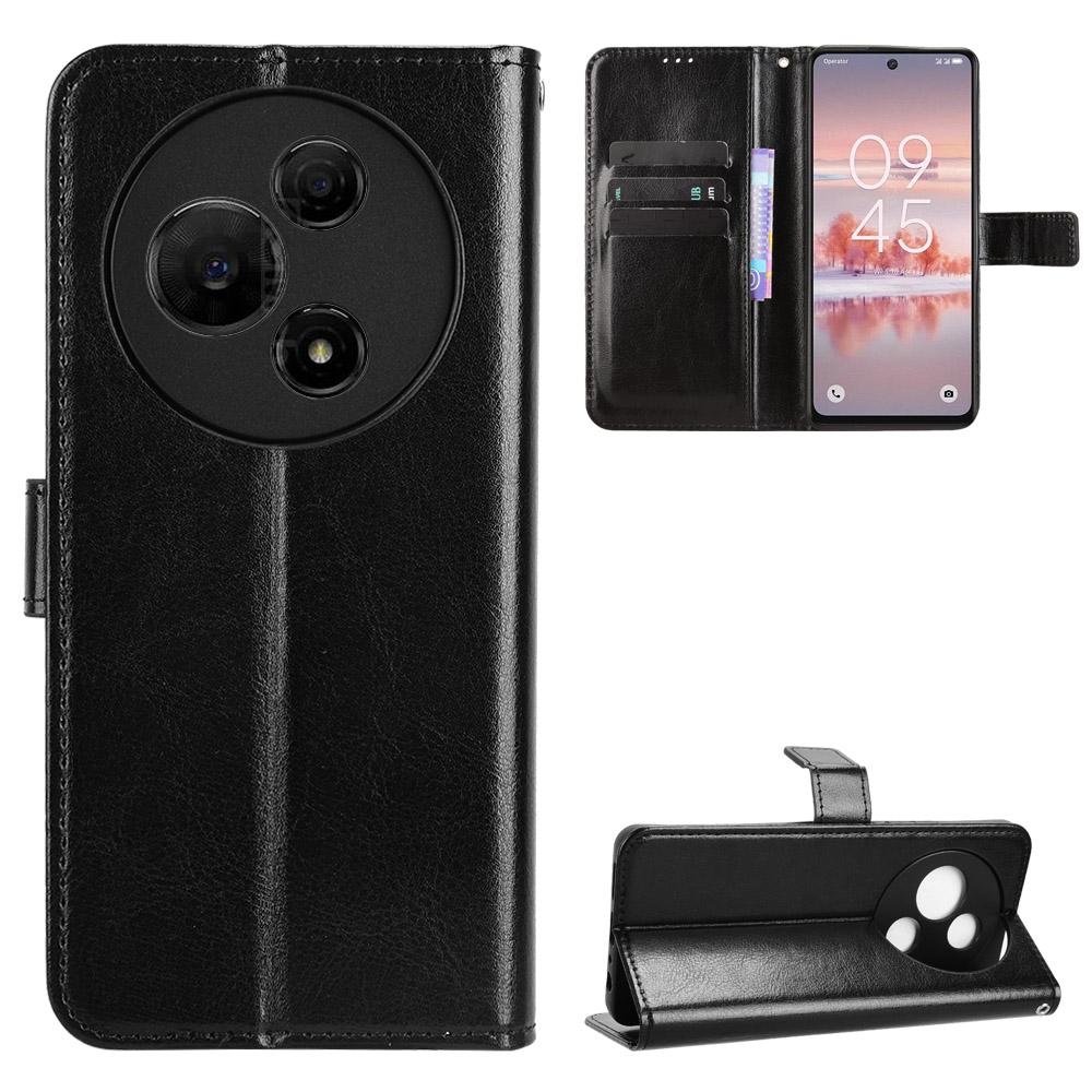 For TCL 60 NxtPaper 4G PU Leather Case with Strap Crazy Horse Texture Phone Wallet Cover