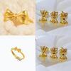 Fashionable Gold Plated Brass Butterfly Knot Ring Open Style Adjustable For Womens Trendy Look