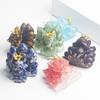 Water Crystal Decorative Figurine With Crown Nine Tails Fox For Modern Desk Display