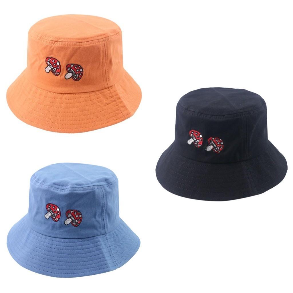 Fashionable Mushroom Embroidered Fisherman Hat For Men And Women In Spring