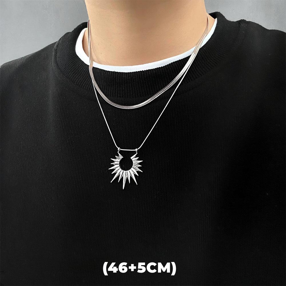 Collar de doble capa con estrella de circón estilo hip hop para hombres y mujeres, cadena colgante de acero de titanio con dije de tendencia, joyería unisex al por mayor