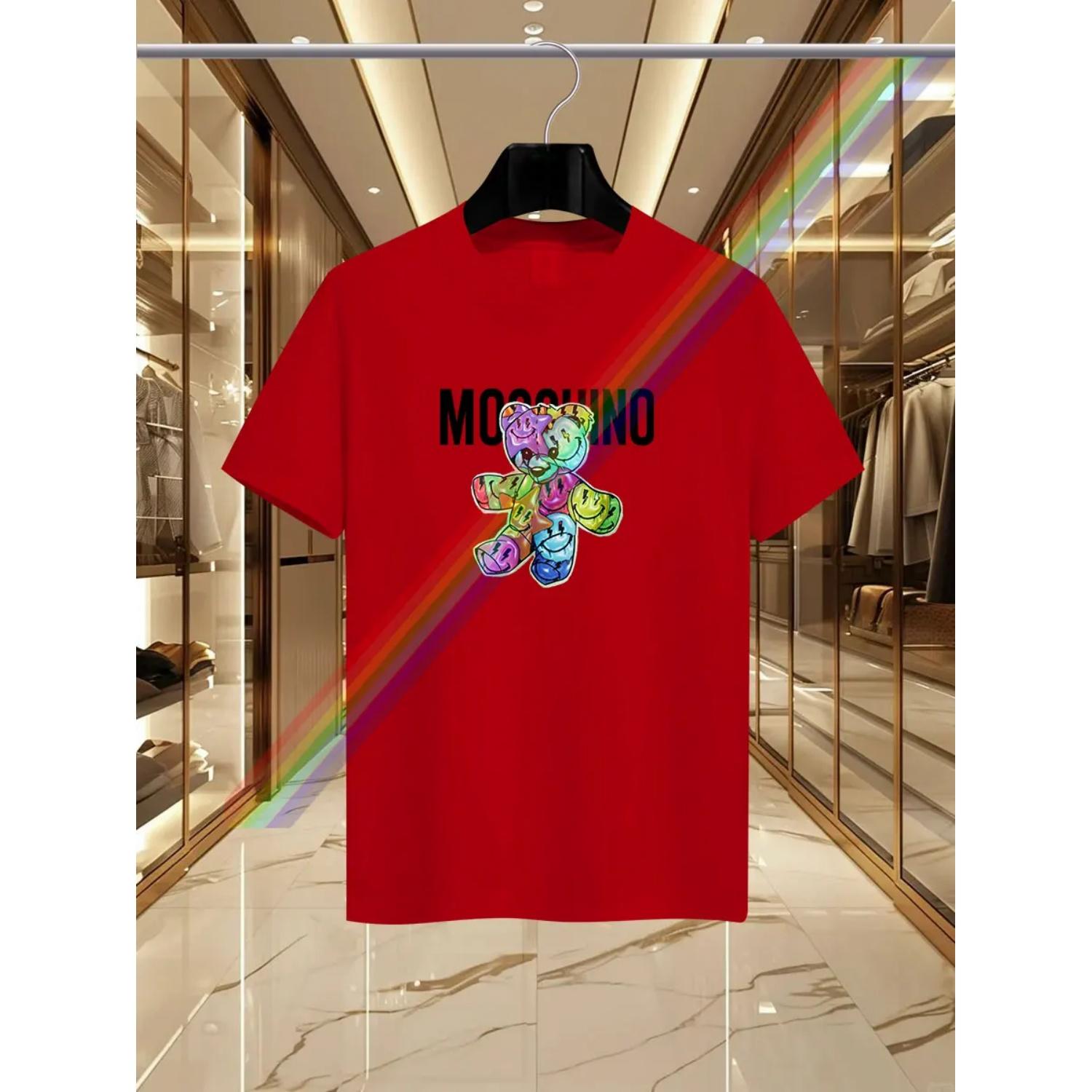 

Summer Luxury Fashion Bear Design T-shirt Cotton Collar Casual T-shirt Contemporary Fashion Trend High-end Top Street Wear S