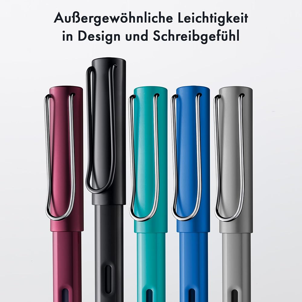 LAMY AL-Star Black Fountain Pen - Ergonomic Grip and Black Steel Nib Size M - Lightweight Aluminu...