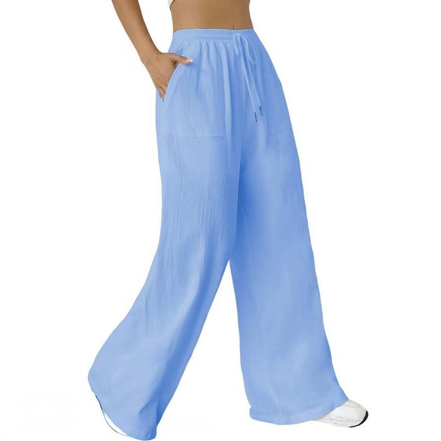 Dámské ležérní kalhoty s mikropřechodem, stahovací šňůrkou a širokými nohavicemi (2025)