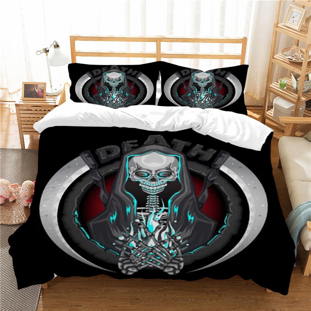 Duvet Cover Skull Print Bedding Set Cover Aesthetic Bedding Suit Children Home Bed Clothes Single Double Size Bed Set