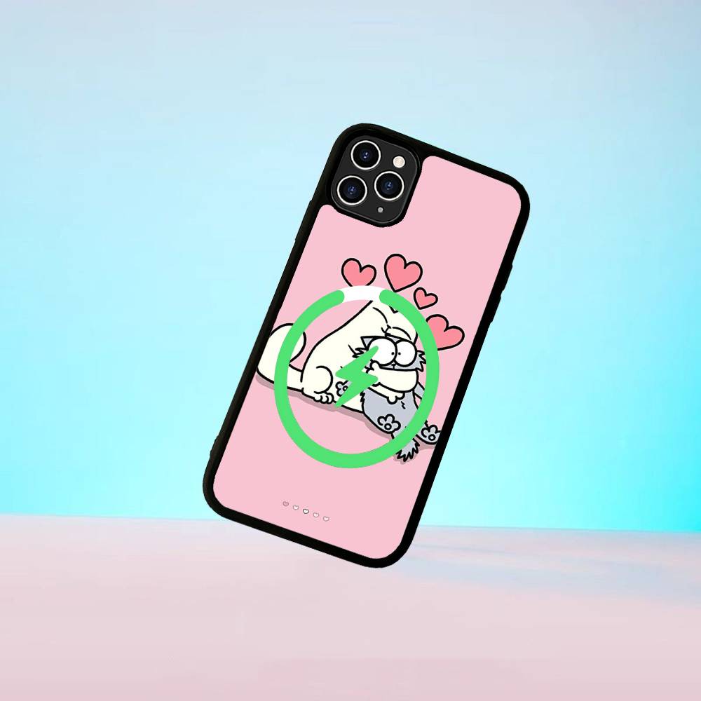 Cute S-Simons Cat Magnetic Wireless Phone Case For IPhone 17 16 15 14 13 12 11 Pro Max Plus Mag Phone Cover