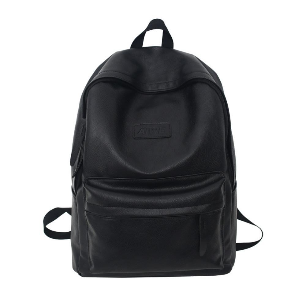Multiple Pockets Teens Schoolbag Korean Style Travel Bag Leather Backpack Men  Boys Girls