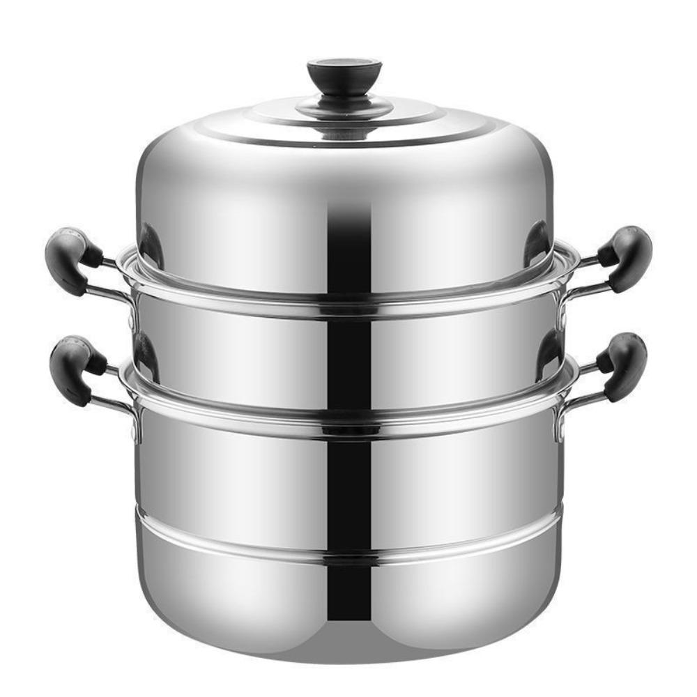 Stainless Steel Soup Steam Pot 26-34cm Stockpot Cookware Steamer Cooker Induction Cooker Gas