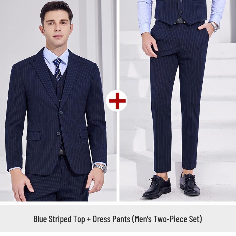 

Роскошный синий полосатый комплект жилета для мужчин и женщин - Деловой, формальный, гостиничная рабочая одежда L