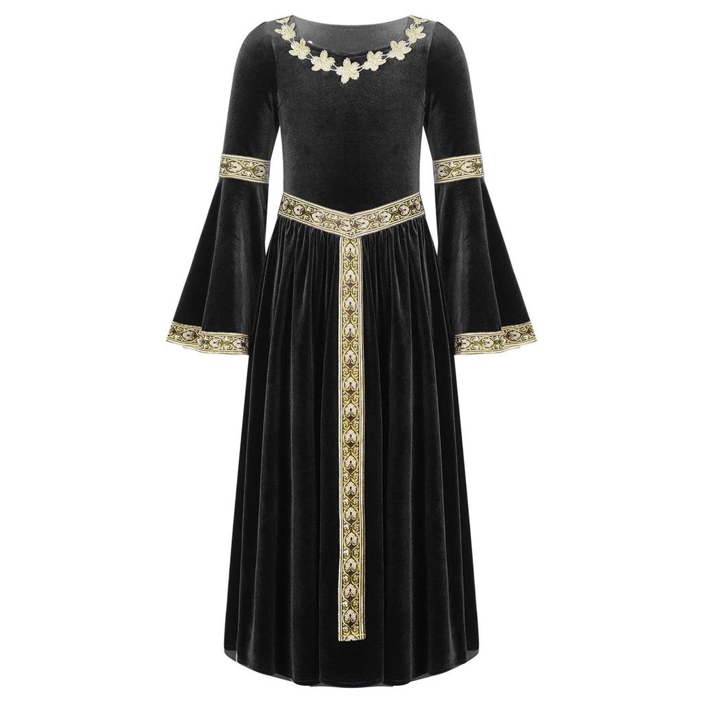 Girls Medieval Princess Costume Renaissance Costume Robe Retro Gown Dress for Halloween Cosplay Dress Up