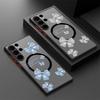 Bowknot Pattern Clear Magnetic Case For Samsung S25 S24 FE S23 Ultra S22 A56 A36 A15 A55 A35 Wireless Charge Shockproof Slim Matte Hone Cover
